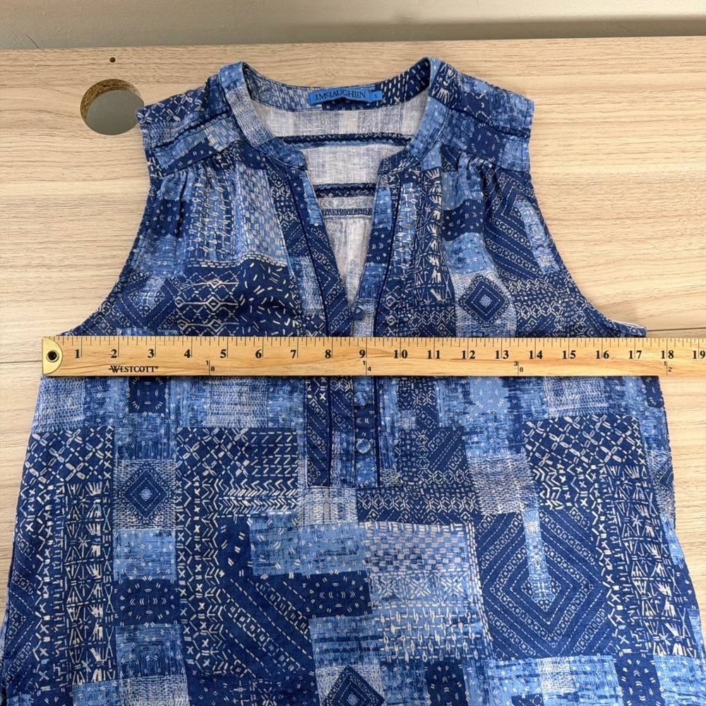 J. McLaughlin Sleeveless Patchwork Print Shift Dress Blue Small Excellent - Picture 5 of 7
